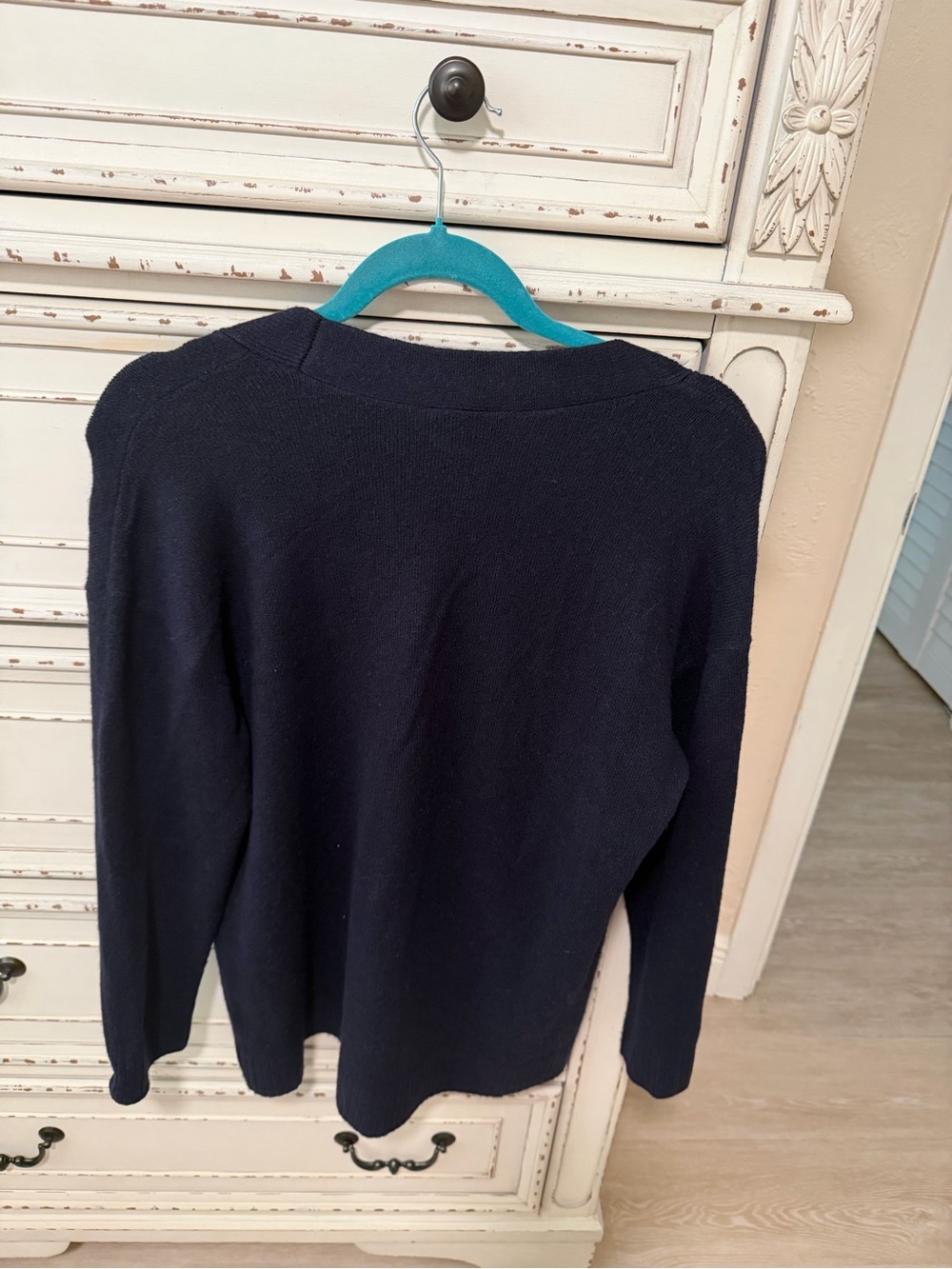 Talbots Navy Button-Front V-Neck Cardigan - Picture 2 of 3